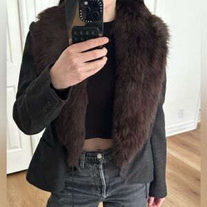 Vintage Ralph Lauren Black Label fur trim jacket